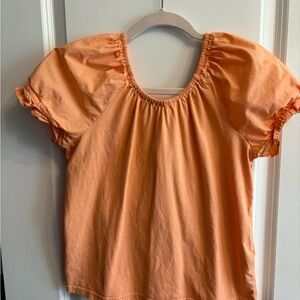 J. Crew Coral Orange Short Sleeve Ruffle Top